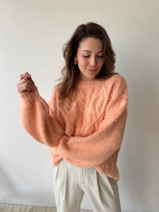 Peach cable knit