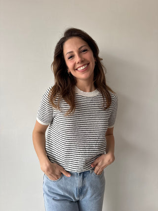 Black white striped top