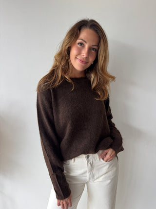 Leopard back detail brown knit