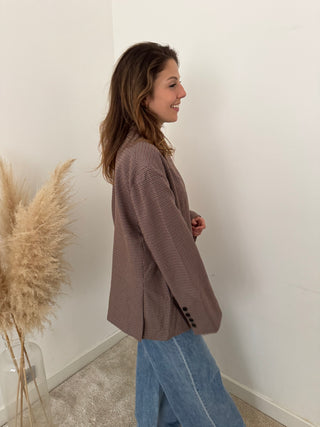 Burgundy checked blazer