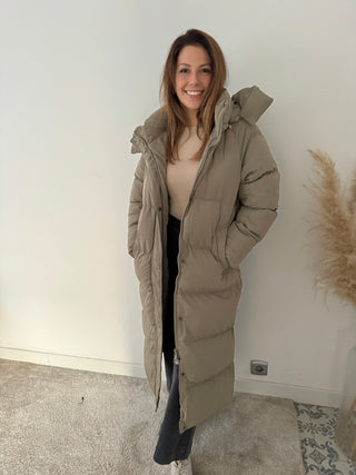 Light kaki puffer coat