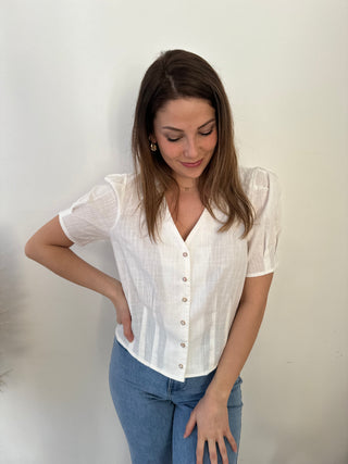 Pretty buttons white blouse