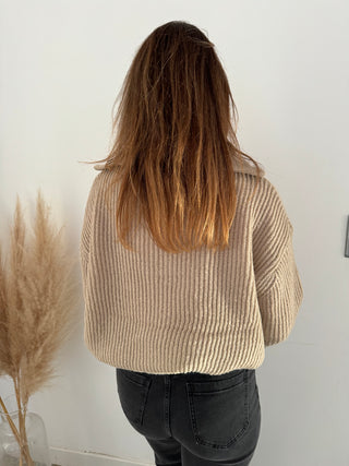 Taupe button knit