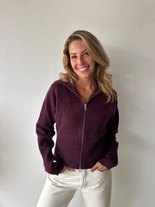Burgundy zipper knit