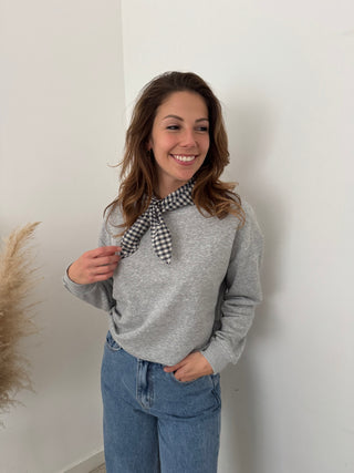 Simple grey scarf sweater