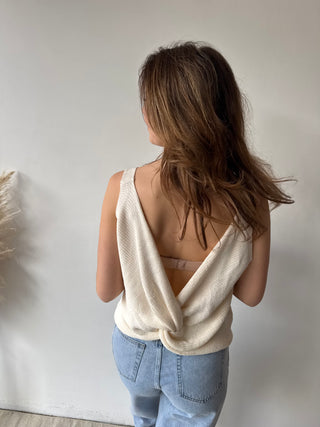 Knot back white top