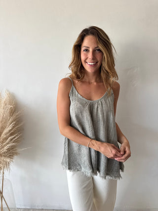 Kaki linen top