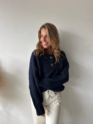 Collar soft navy knit