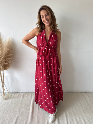 Burgundy polka dots set