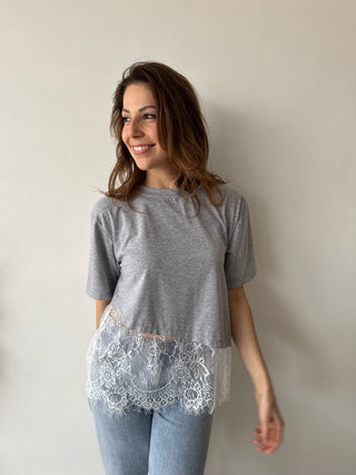 lace detail grey tee