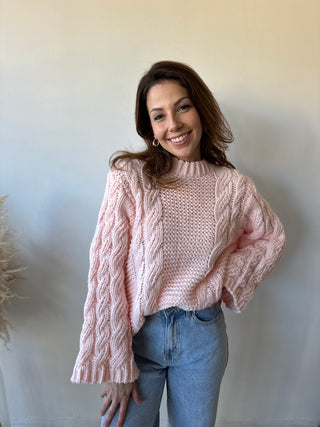 Pink cable knit