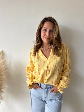 Orange leaves yellow tetra blouse