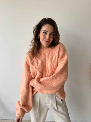 Peach cable knit