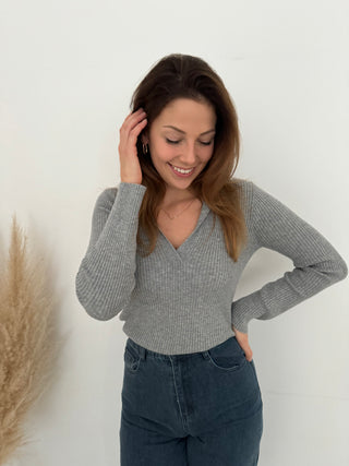 Soft grey ribbed top