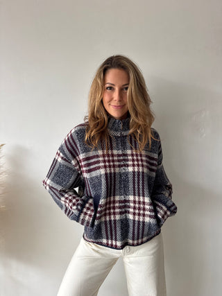 Burgundy blue soft cardigan