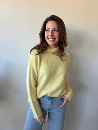 Yellow open back soft knit