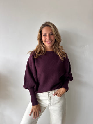 Soft boatneck burgundy knit