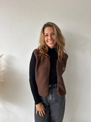 Brown teddy vest
