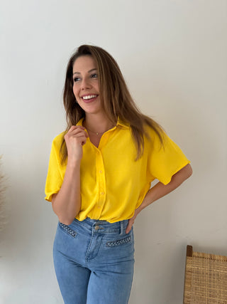 Yellow button loose top