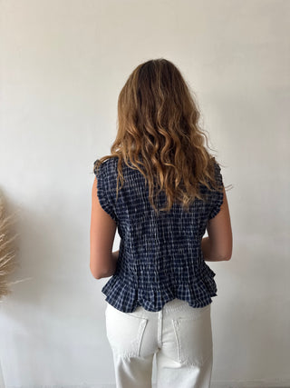 Navy smock top