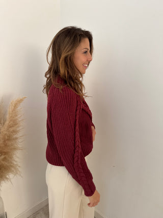 Burgundy braided knit