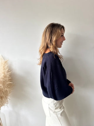 Soft boatneck navy knit