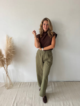 Kaki barrel pants