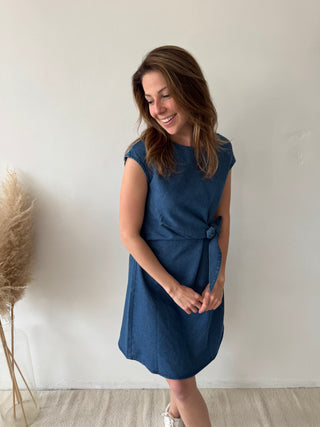 Blue denim knot dress