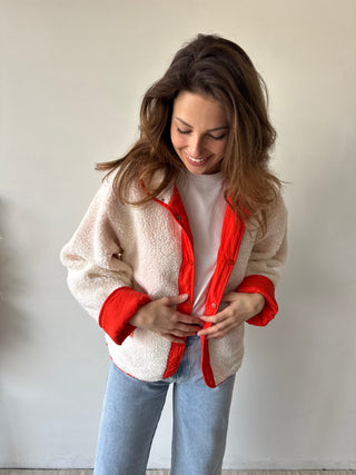 Orange teddy reversible jacket