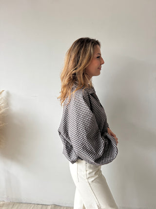 Brown checked blouse