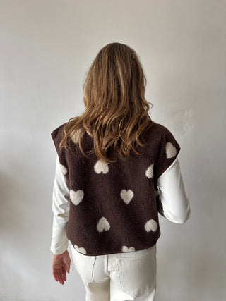 Beige hearts brown teddy vest