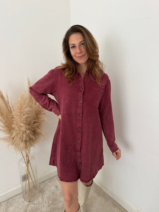 Burgundy denim dress