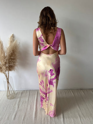 Pink yellow silky dress