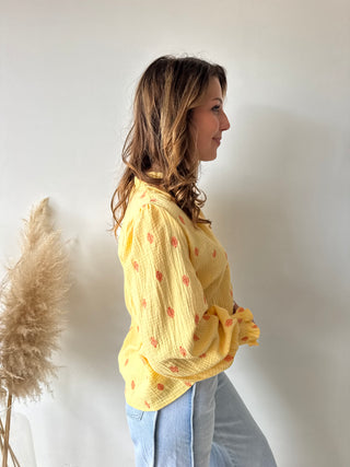 Orange leaves yellow tetra blouse