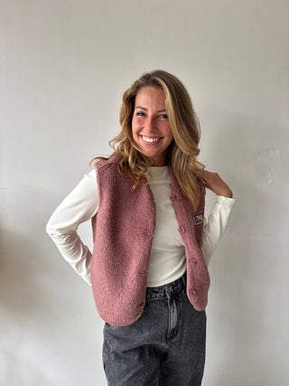 Old pink teddy vest