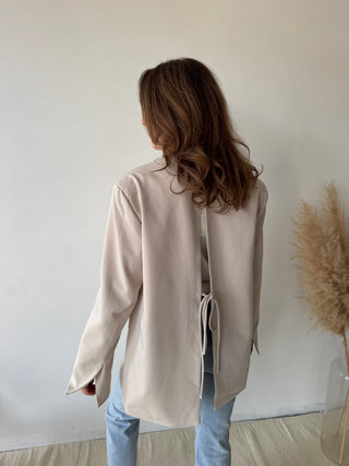 Beige open back blazer