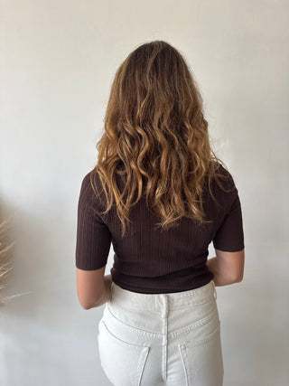 Brown ribbed top