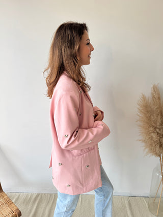 Silver hearts pink blazer