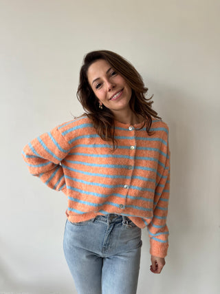 Blue stripes peach knit