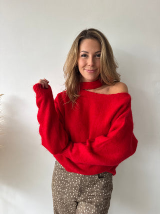 Red cut out knit
