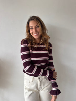 Burgundy pink ribbed top