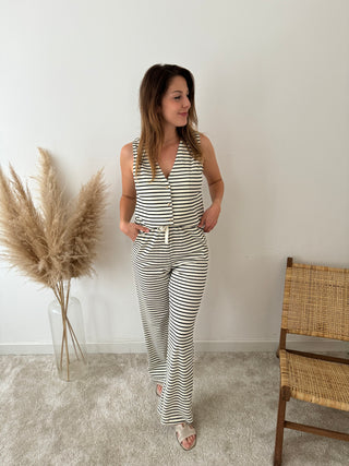 Black white striped comfy set