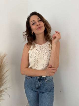 Beige crochet top