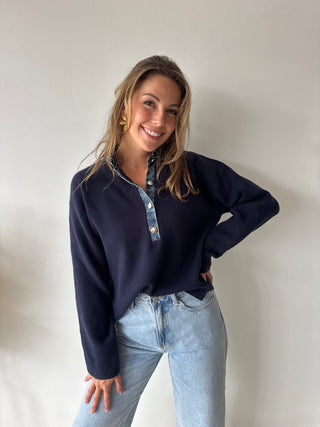 Denim details navy knit