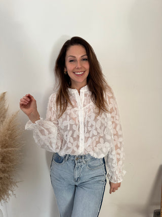 White flowered blouse