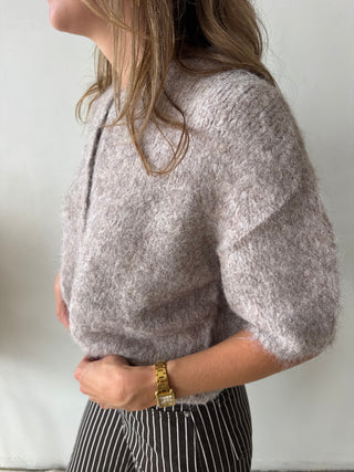 Taupe short sleeves button knit