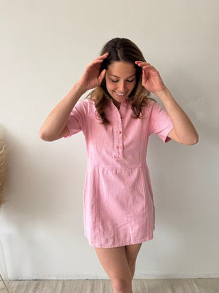 Pink denim summer dress