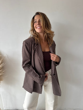 Brown checked blazer