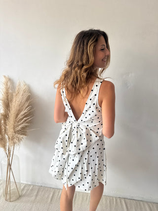 Bow back polka dot dress