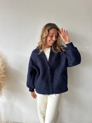 Navy teddy vest
